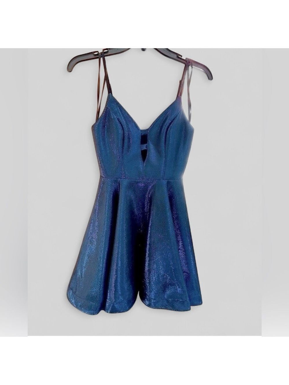 B Darlin-Shimmer flair dress. Navy metallic-1/2 juniors-NWT - Picture 2 of 4